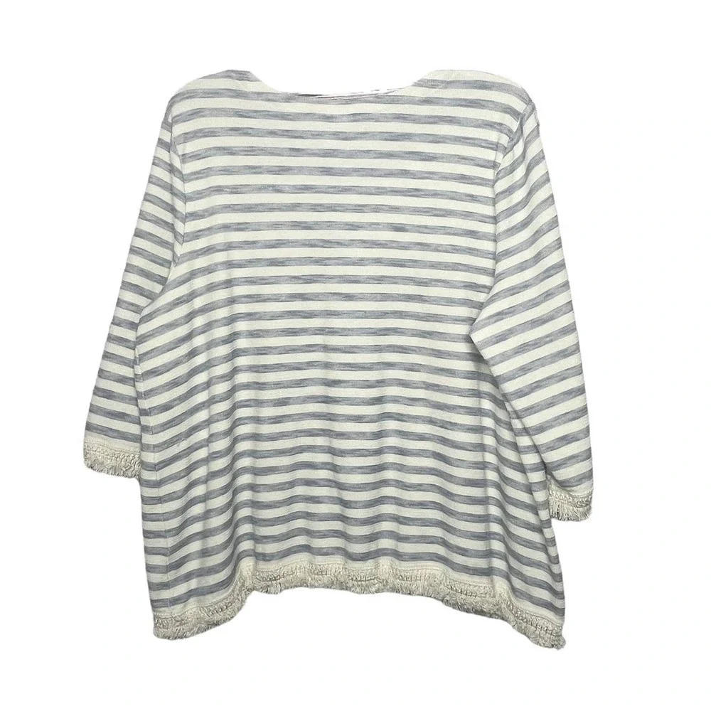 J. Jill Soft Knit Striped 100% Cotton Blue and Ivory Lagen Coastal Top Size XL - Picture 2 of 8